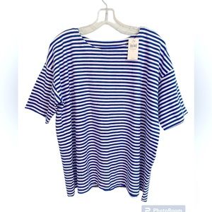NWT J.Jill short sleeve striped tshirt top size L